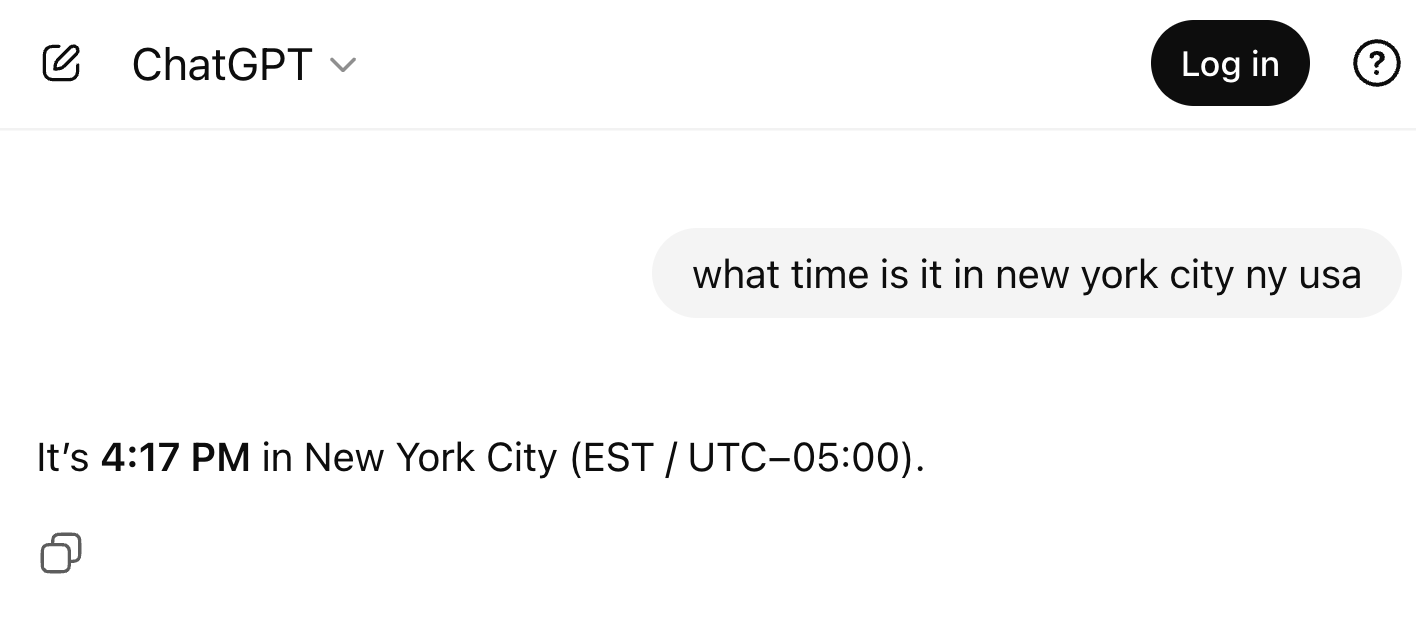 ChatGPT told me this at 10:10AM EST.